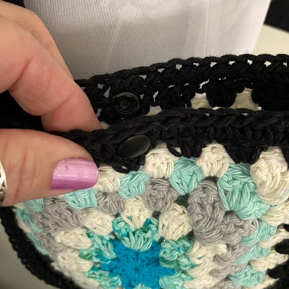 Hand Crochet Shoulder Bag Crossbody Bag Crochet Granny Square BOHO - 100% Cotton - Picture 5 of 16